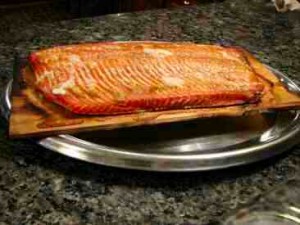 Grilled-salmon Grilled salmon on a cedar plank