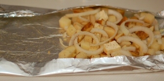 Potatoes on foil Potatoes on foil
