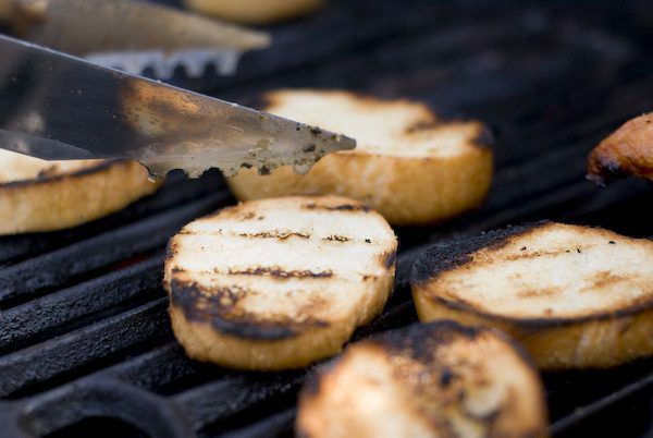 Grilled baguette slices for bruschetta Grilled baguette slices for bruschetta