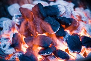 burning and glowing hot charcoal