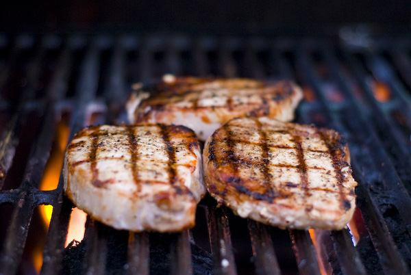 pork chops on the grill