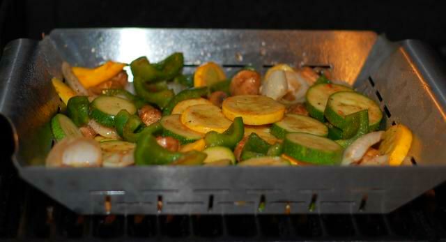 Veggies in the grill basket