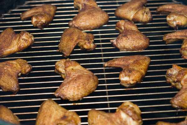 smoking chicken wings