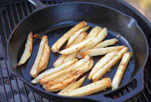 French fries on the grill