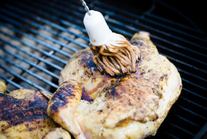 Spatchcocked chicken on the grill