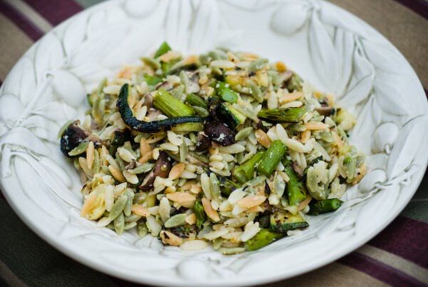 Grilled vegetables with orzo