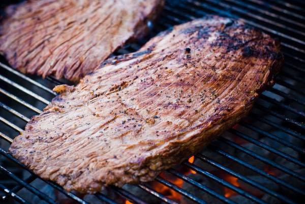 Flank steak on the grill