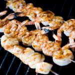 Lime ginger shrimp on the grill