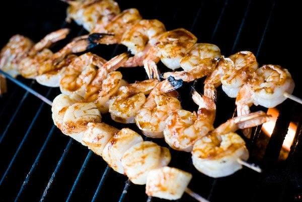 Lime ginger shrimp on the grill