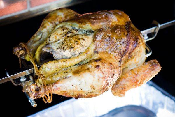 herb chicken on the rotisserie