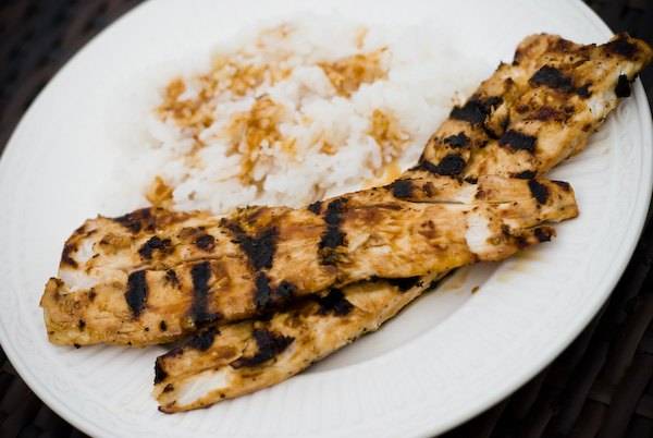 Grilled mahi mahi and rice