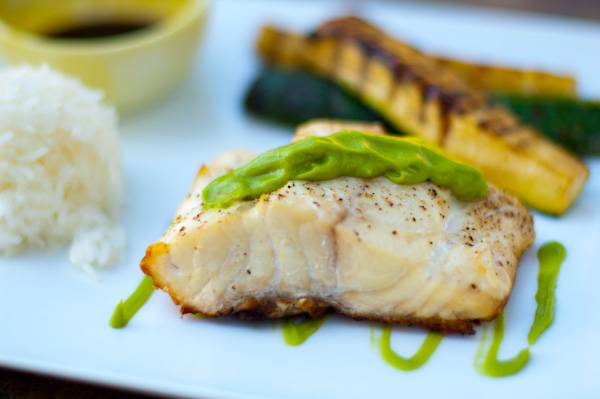 Red Snapper with Wasabi Avocado Sauce