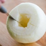 Hollowed and sliced onion