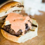 Feta and red pepper aioli burger