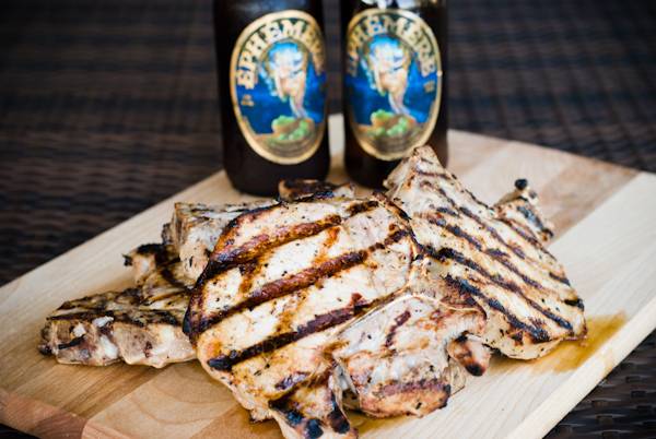 Grilled pork chops and Ephemere Apple Beer