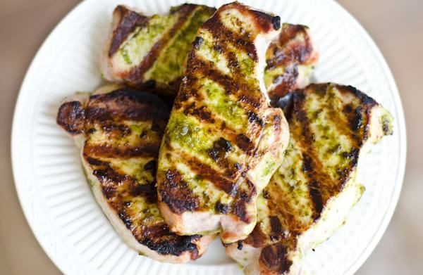 Wet rubbed and grilled pork chops