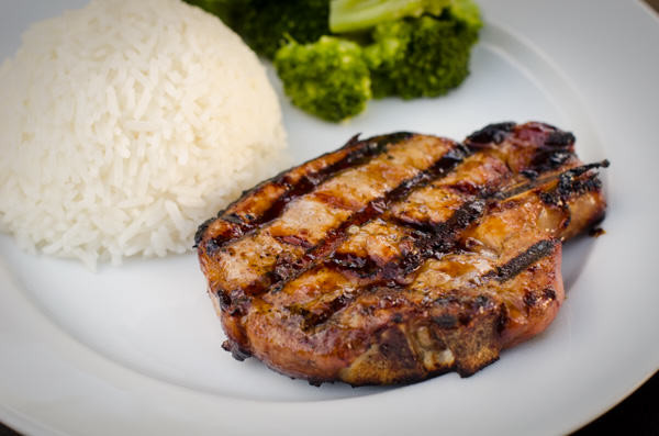 grilled teriyaki pork chop