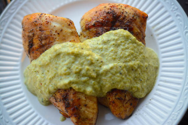 chicken with poblano sauce